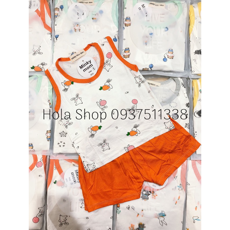 Bộ ba lỗ MINKY MOM hoạ tiết cho bé trai, bé gái từ 7-19kg - TH127