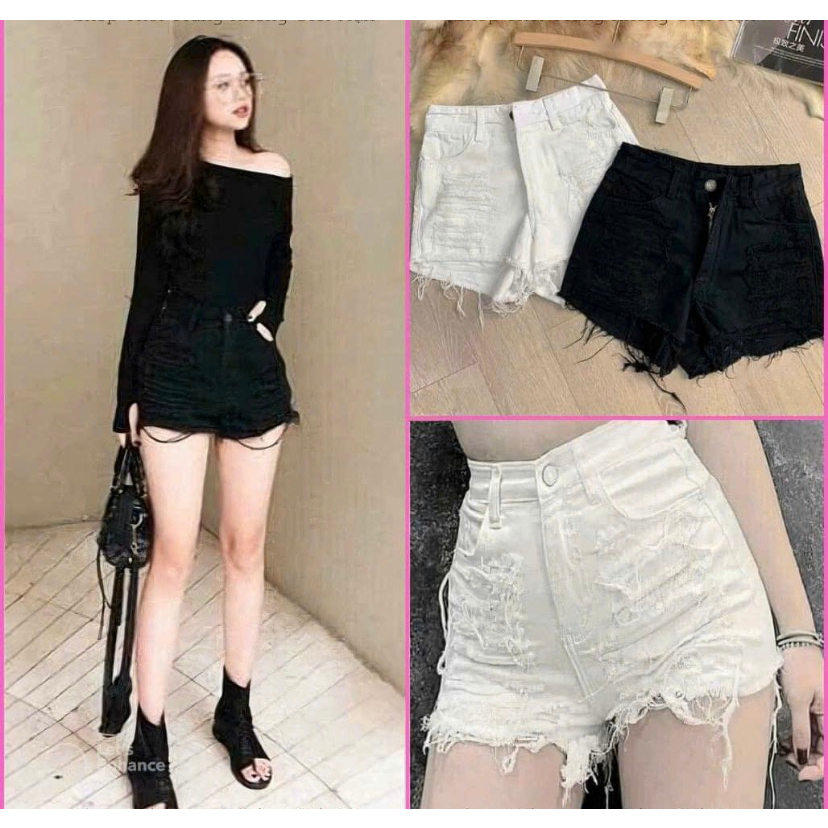 Quần đùi nữ - Quần đùi ôm lưng cao không túi trắng đen hàng co giãn