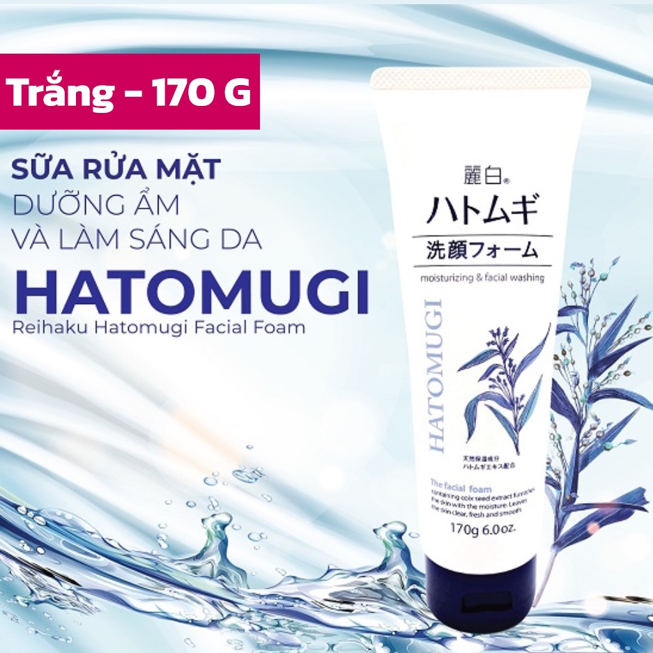 Sữa rửa mặt Hatomugi chiết xuất ý dĩ Moisturizing & Facial Washing 170g làm sáng da sạch bụi bẩn Nhật Bản