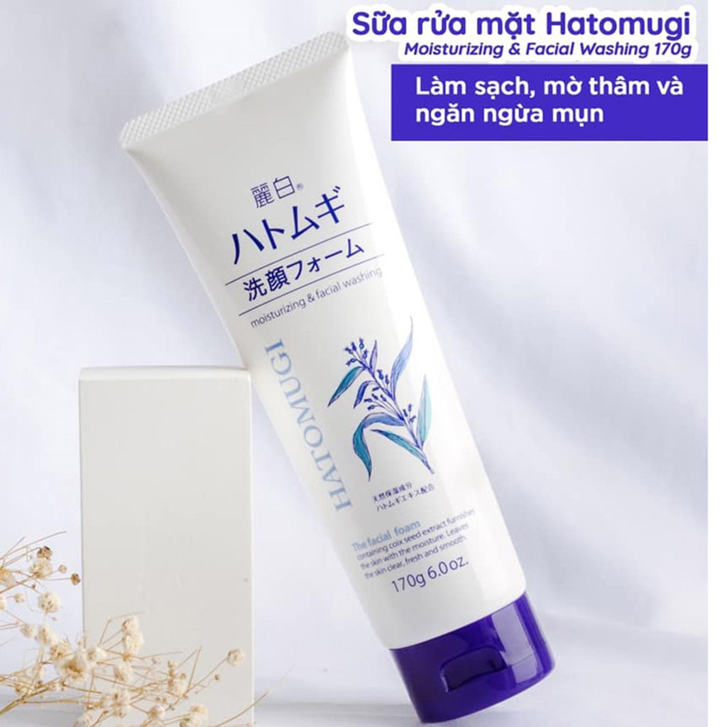 Sữa rửa mặt Hatomugi chiết xuất ý dĩ Moisturizing & Facial Washing 170g làm sáng da sạch bụi bẩn Nhật Bản