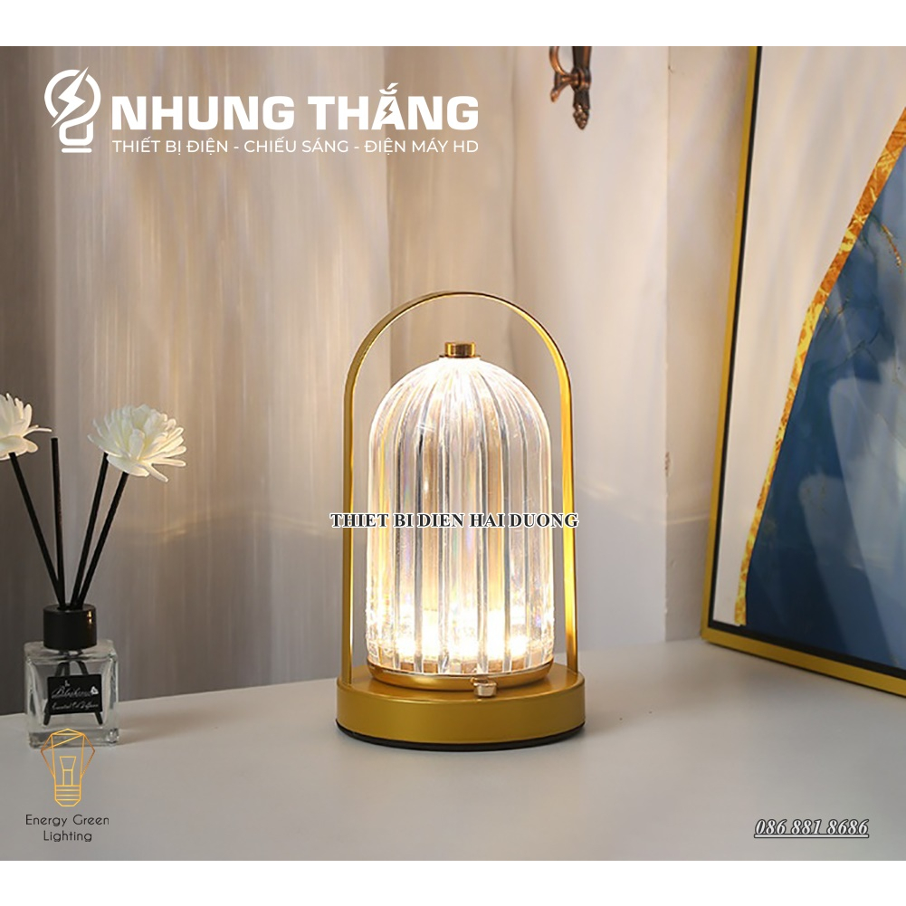 Đèn Bàn Decor DB-982 - Pin Sạc Tích Điện - 3 Chế Độ Ánh Sáng - Tăng Giảm Ánh Sáng - Bảo Hành 1 Năm