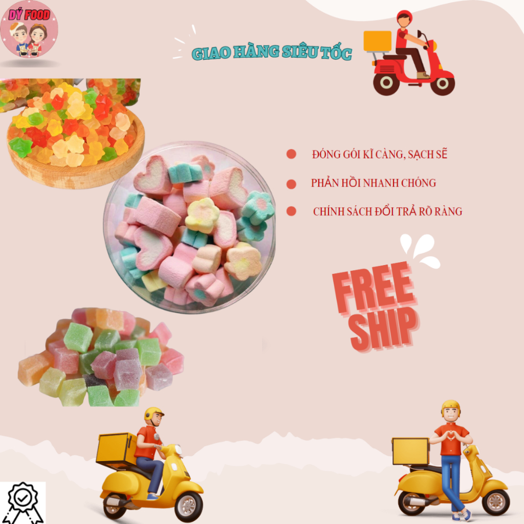 Combo 3 hộp 450gram Kẹo sữa dẻo + 150gram Kẹo bông  + 350gram Kẹo dẻo chip loại 1 siêu ngon - Dý Food