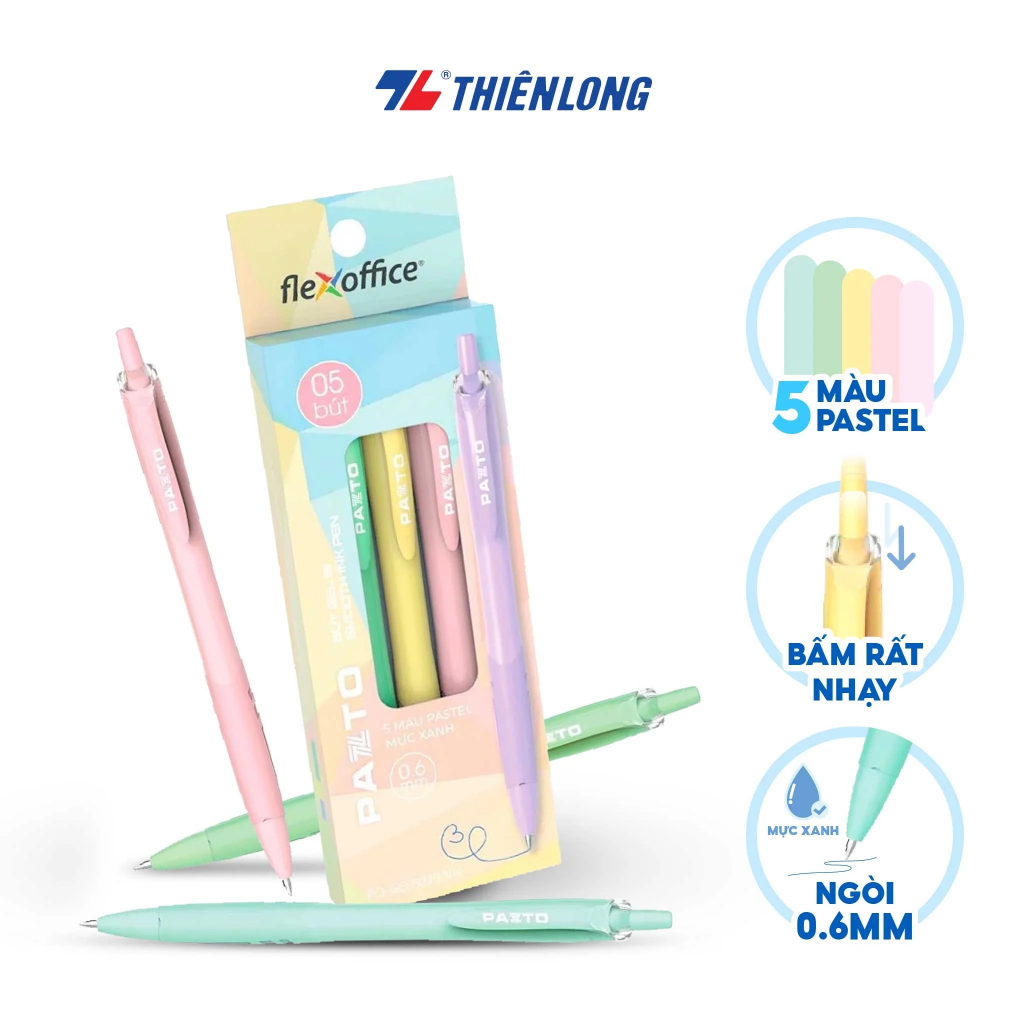 Bút gel B màu Pastel Thiên Long Flexoffice Pazto FO-GELB039/VN - Mực xanh