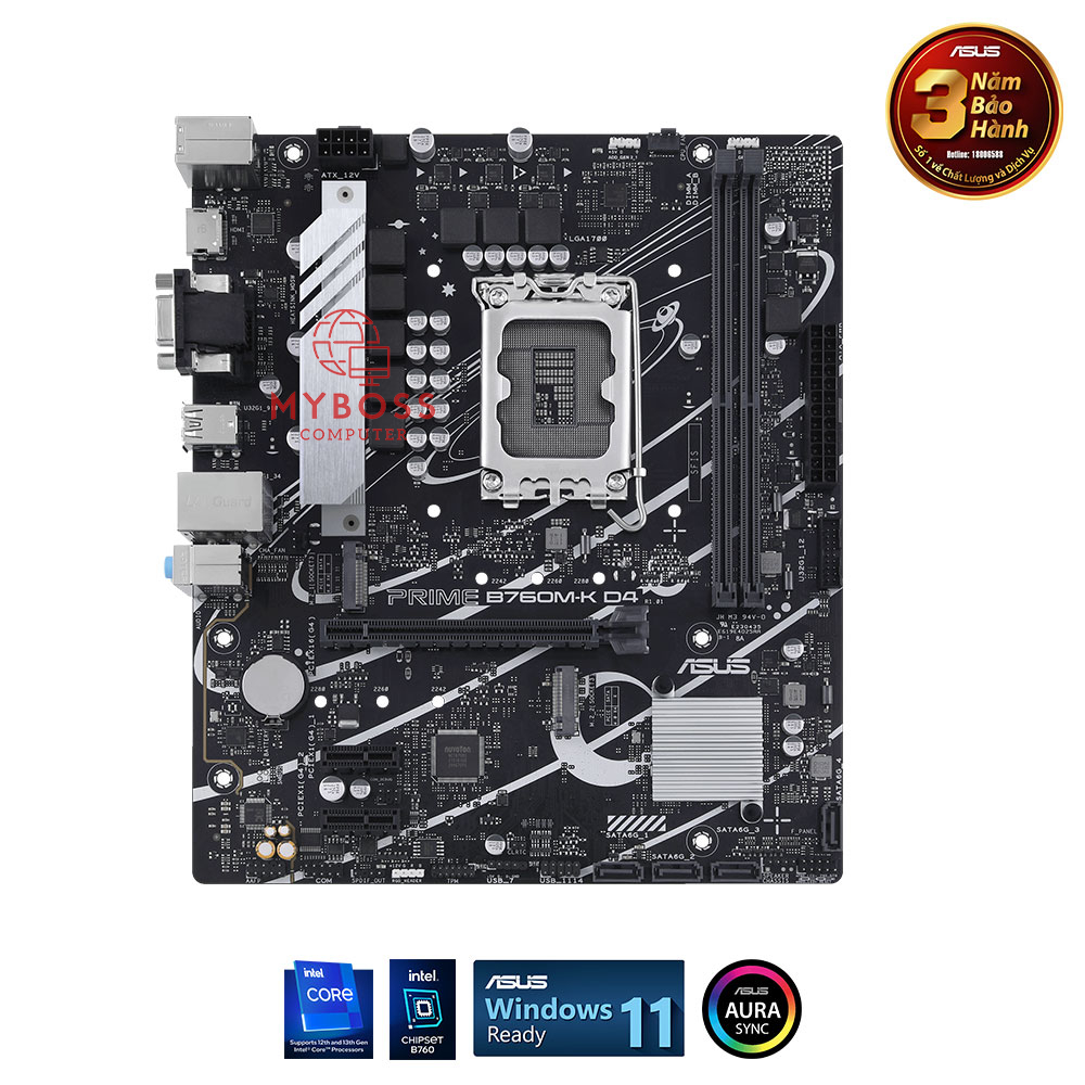 Mainboard ASUS PRIME B760M-K D4 Socket 1700, 2 khe Ram DDR4, M-ATX - FullBox - Chính Hãng BH 36 Tháng !!!
