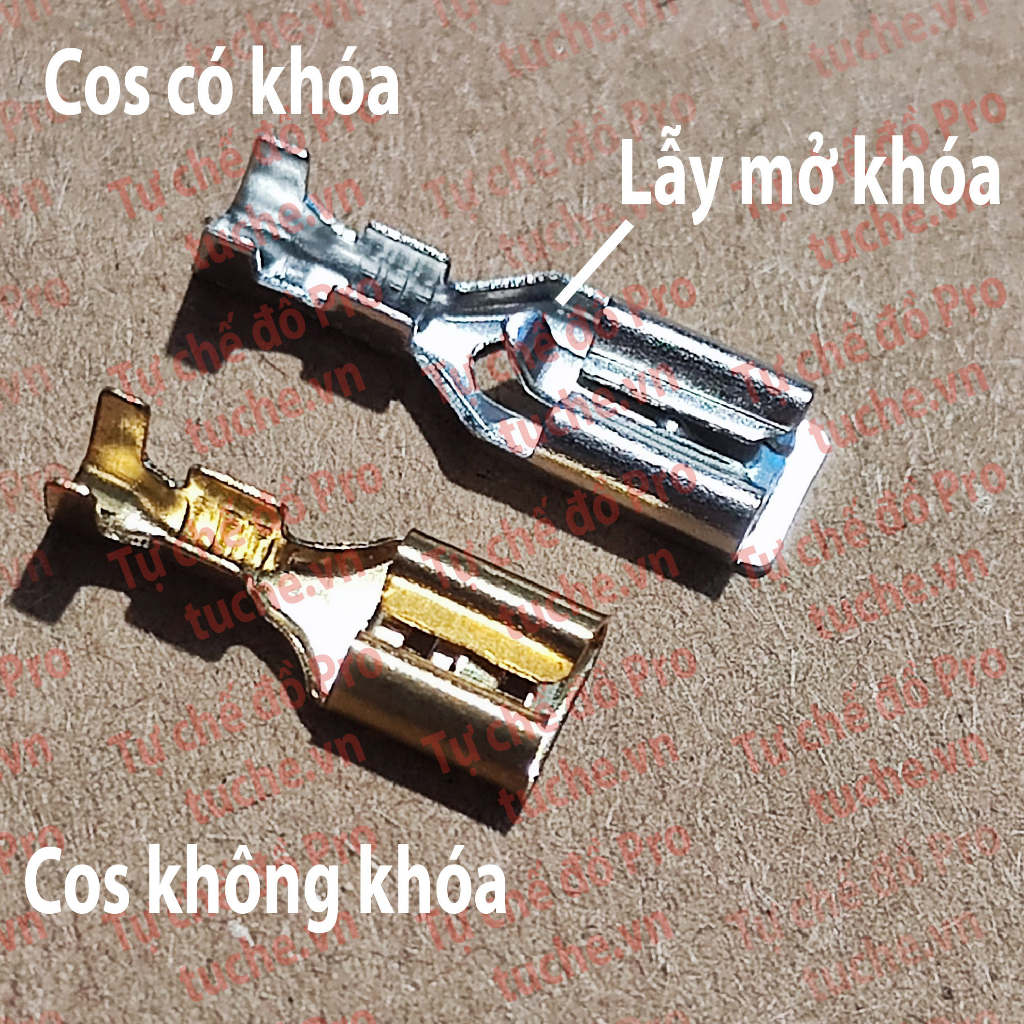 Cos cắm 4.8mm, cos 2 tầng, cos kèm vỏ dày 0.3-0.4mm Đồng Vàng/Đồng Đỏ