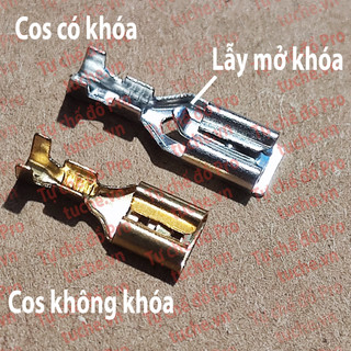 Cos cắm 4.8mm, cos 2 tầng, cos kèm vỏ dày 0.3-0.4mm Đồng Vàng/Đồng Đỏ