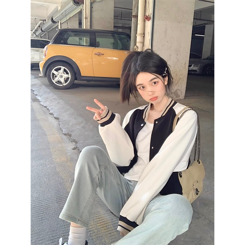 Áo khoác bomber thể thao nữ có cúc bấm basic nhiều màu Yannie