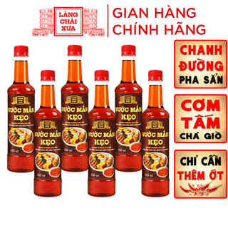 Thùng 6 chai nước mắm kẹo Làng Chài Xưa 525ml/chai chanh đường pha sẵn, dùng với cơm tấm, bún thịt