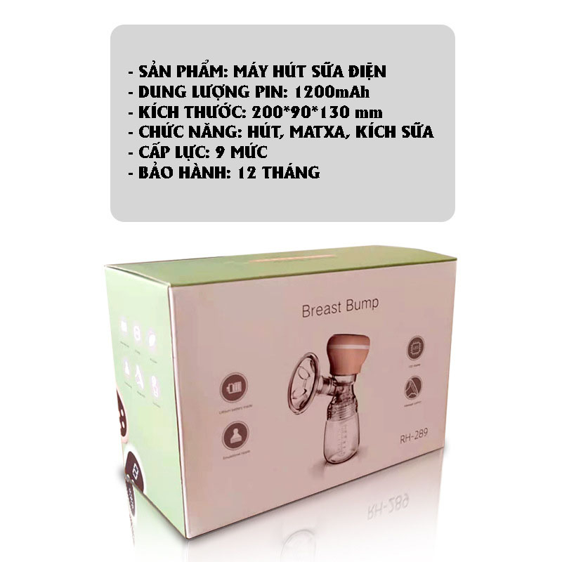 Máy Hút Sữa Rảnh Tay RH - 289 Máy Hút Sữa Không Dây 3 Chế Độ 9 Cấp Hút Massage Êm Ái Không Đau Kích Thích Sữa Nhẹ Nhàng