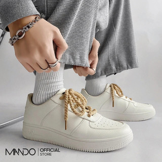 Giày Thể Thao Nam Hai Màu Đen Trắng Mando Chất Liệu Da PU Dây Bản To Phá Cách Trẻ Chung Năng Động FOT001