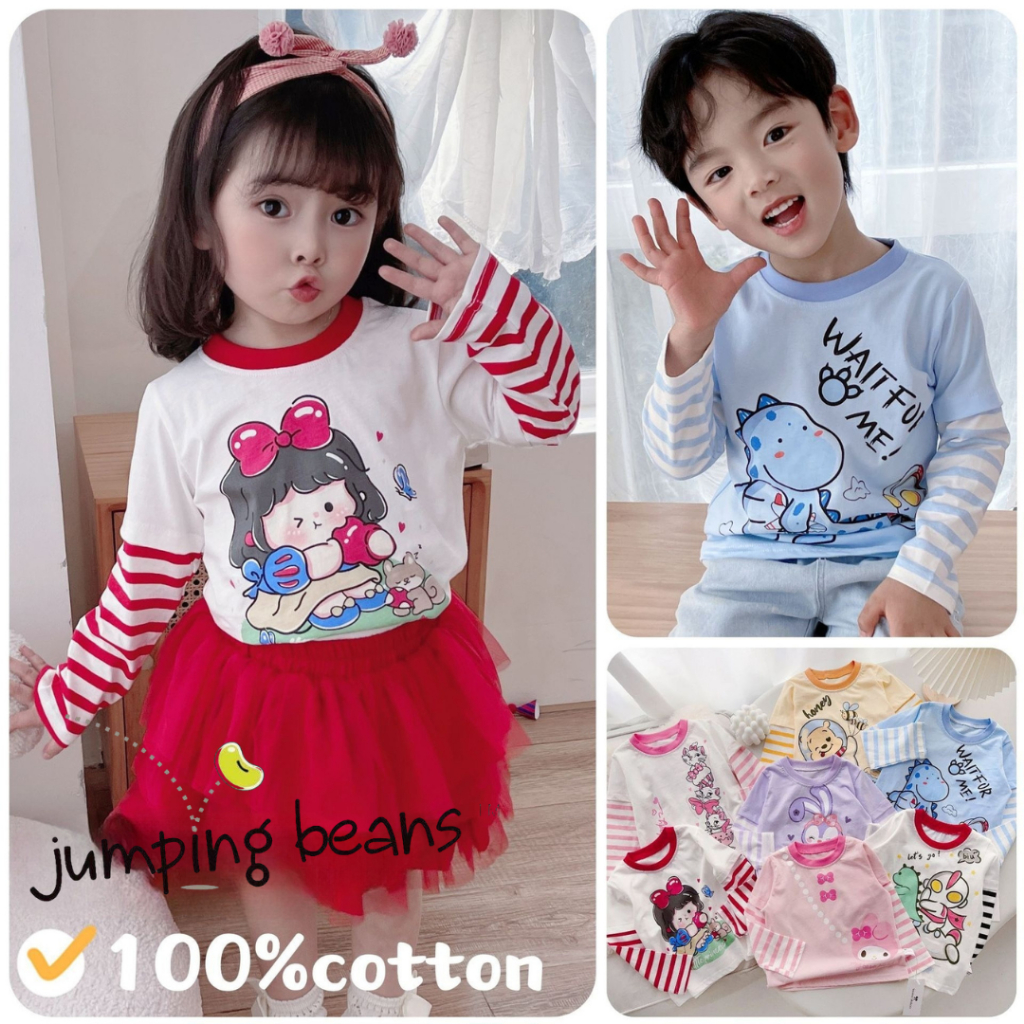 Áo Thun Dài Tay Hoạ Tiết Hoạt Hình Đáng Yêu MD1915 Cho Bé Trai, Bé Gái - Jumping Beans Official Store