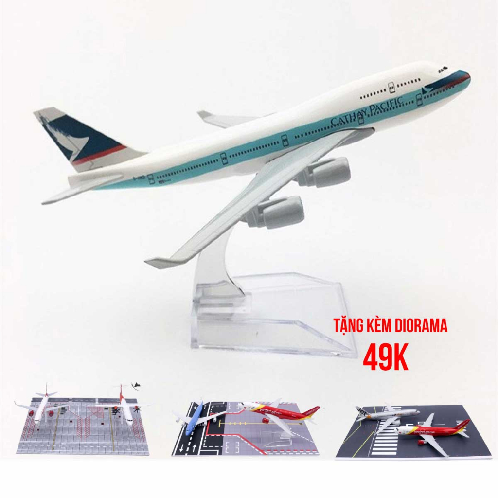 Mô hình máy bay Hong Kong Cathay Pacific Boeing B747 16cm MB16010