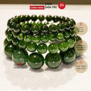 Vòng tay đá Nephrite xanh lá - Phù hợp cho các mệnh - Ngọc Gems