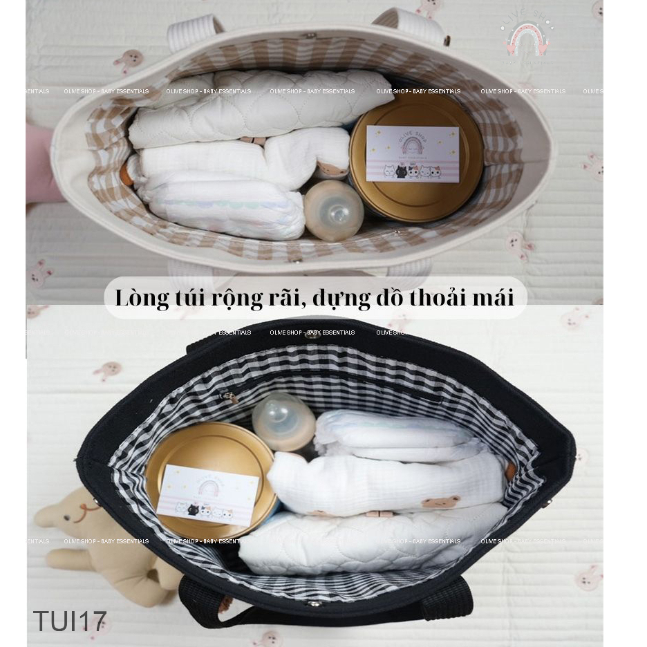 Túi Bỉm Sữa Gấu Hàn Quốc Chất Liệu Vải Thô Đựng Đồ Cho Mẹ Và Em Bé Tiện Lợi Chắc Chắn Đa Năng Dễ Thương 45 *32*13cm