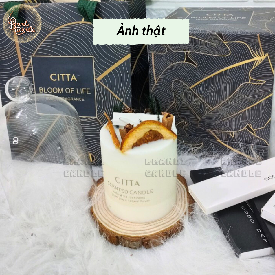 [Set quà kèm túi] Nến thơm Citta trang trí hoa khô tự nhiên set quà tặng kèm túi sang trọng
