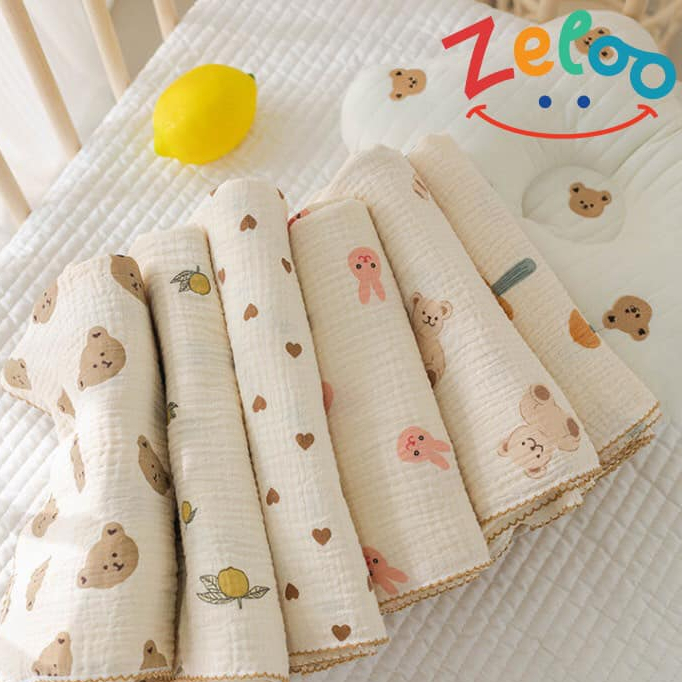 Hộp 5 Khăn Sữa Zeloo, Khăn Sữa Muslin 2 Lớp Cao Cấp Cho Bé 100% Sợi Bông Mềm Mại