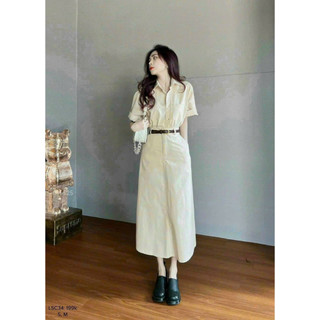 Set bộ đồ jean kaki nữ áo sơ mi ngắn tay mix chân váy dài midi và dây nịt cho nàng đi chơi M2-27