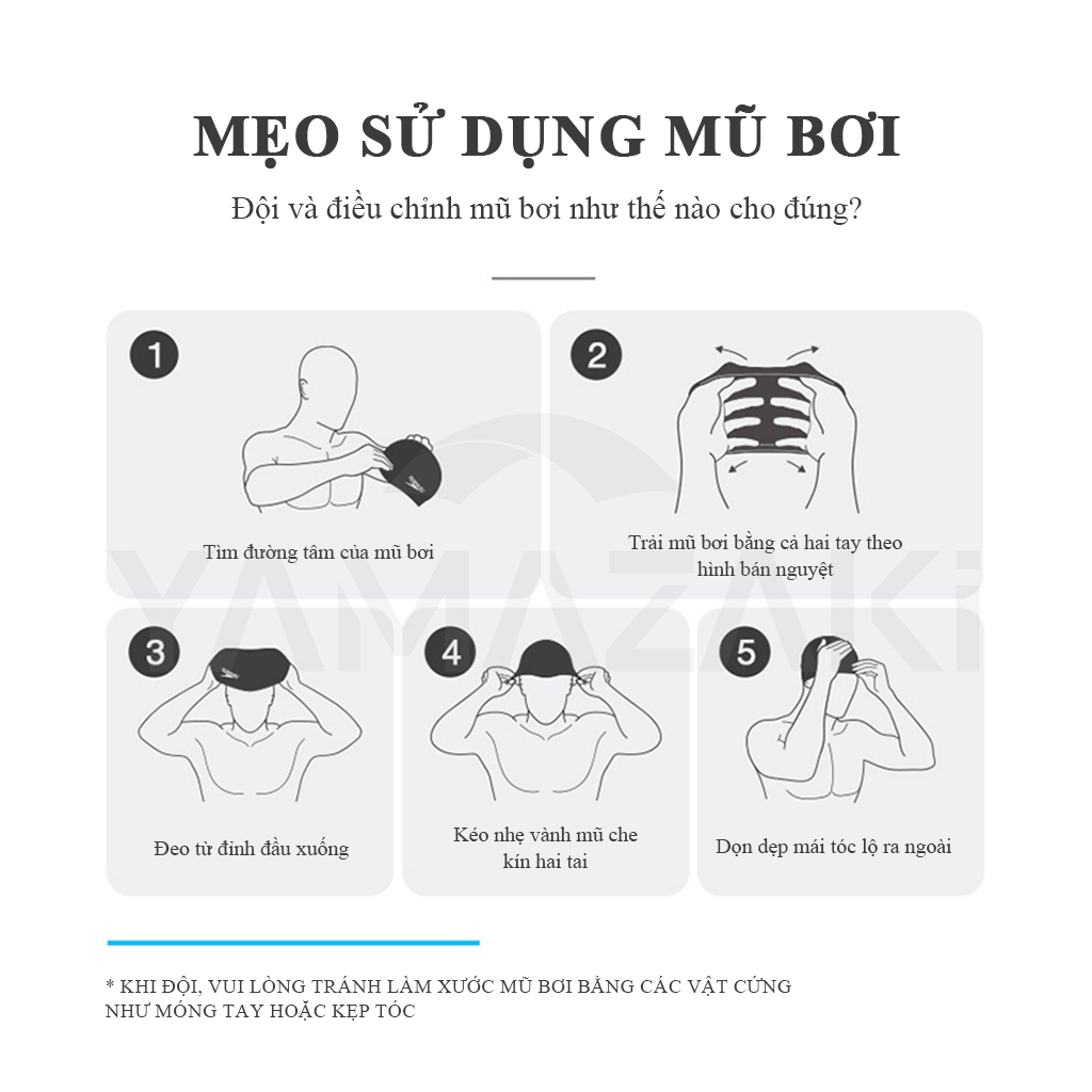 YAMAZAKI Mũ bơi người lớn cao cấp chất liệu 100% silicon nón bơi thích hợp cho nam/nữ mũ bơi silicon