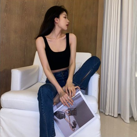 Áo croptop nữ kiểu cổ chữ U ôm sát nách mặc cực đẹp | BigBuy360 - bigbuy360.vn