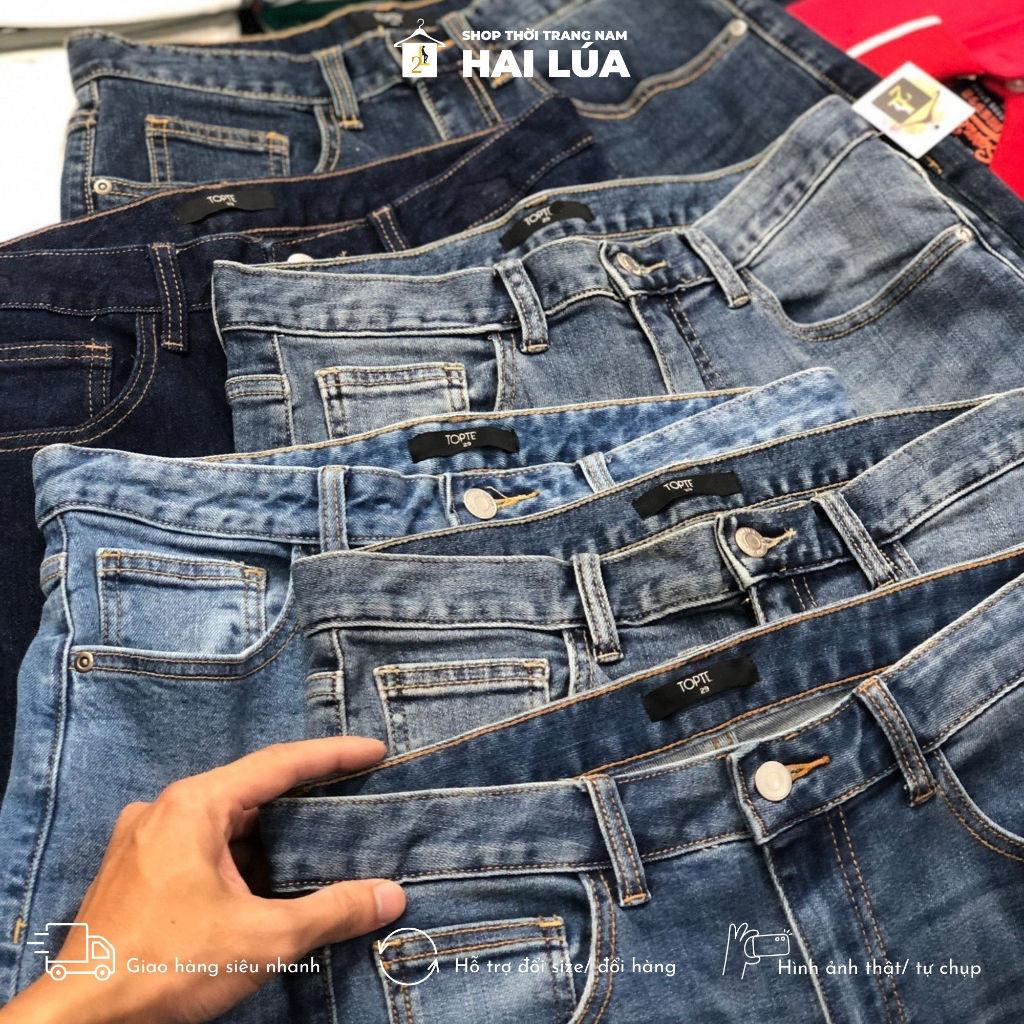 Quần jean dài nam xuất dư chất liệu jean co giãn thoải mái size từ 55kg-85kg