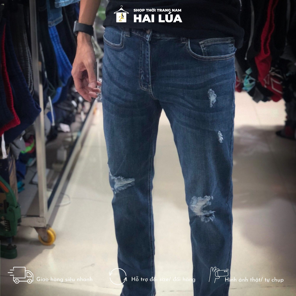 Quần jean dài nam xuất dư chất liệu jean co giãn thoải mái size từ 55kg-85kg