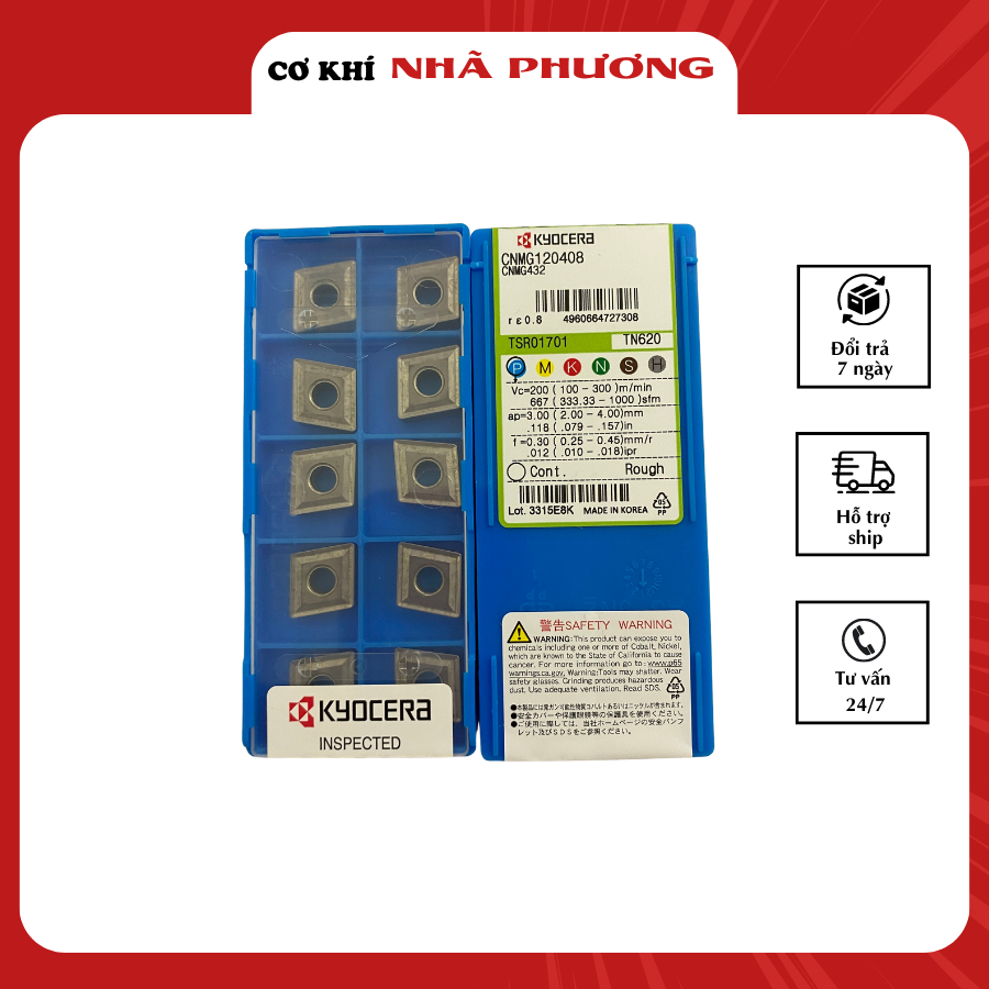 Chip tiện C12 mảnh chip tiện CNMG120408 chuyên chạy thép Kyocera- Cơ khí Nhã Phương