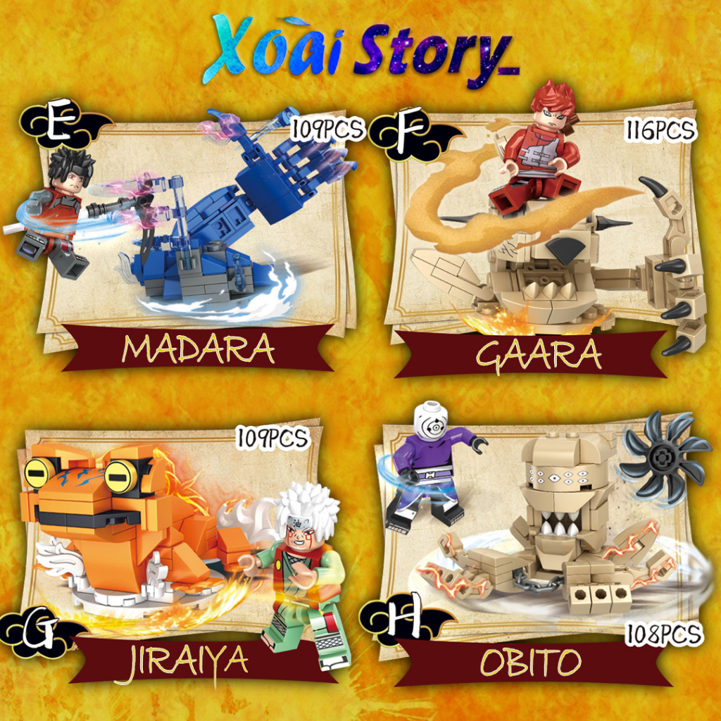 Đồ chơi lắp ráp naruto JX.90154, các nhân vật trong đại chiến ninja