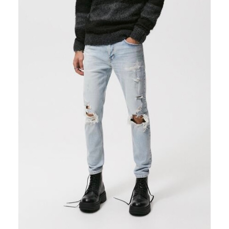 Quần jean nam ống bó Zara authentic RIPPED SKINNY size 30