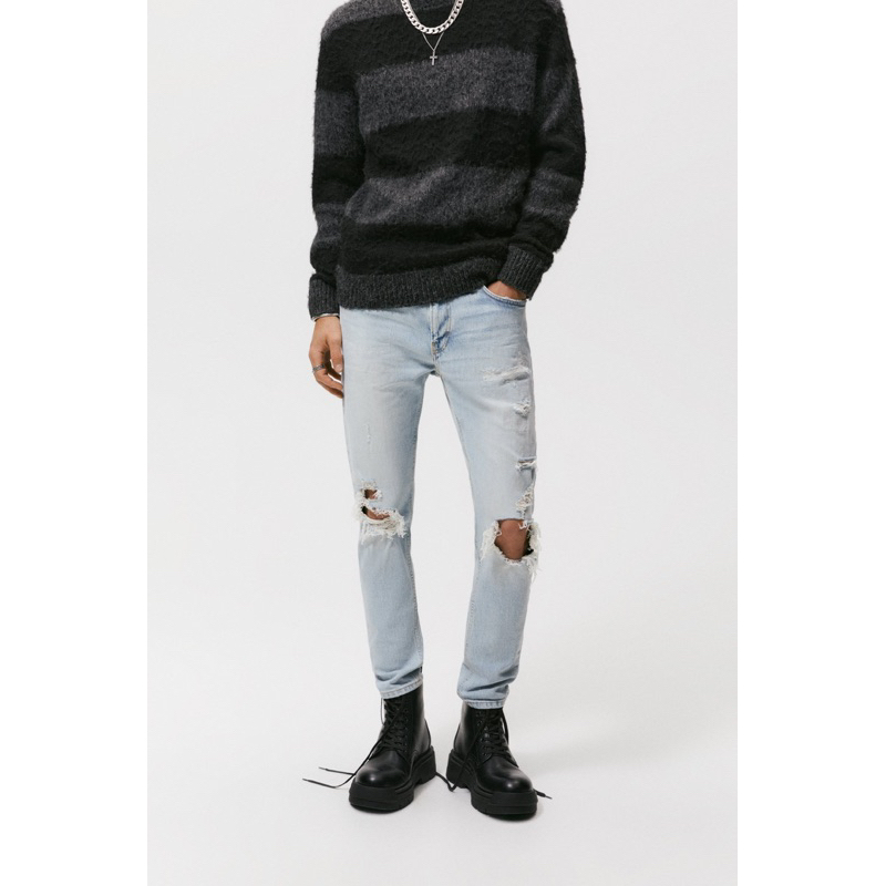 Quần jean nam ống bó Zara authentic RIPPED SKINNY size 30