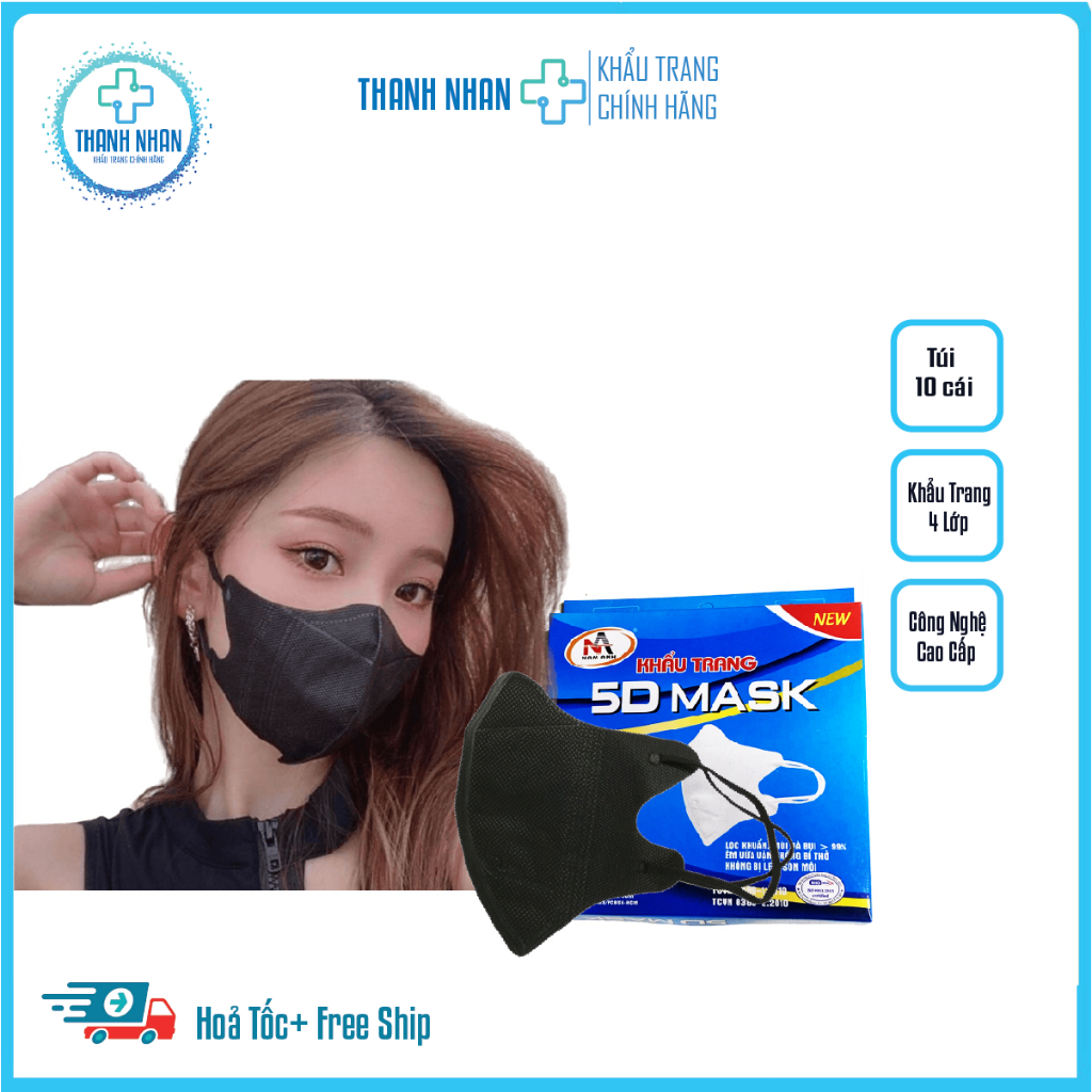 Khẩu trang Đen,kf94 đen,5d đen,vn95 đen
