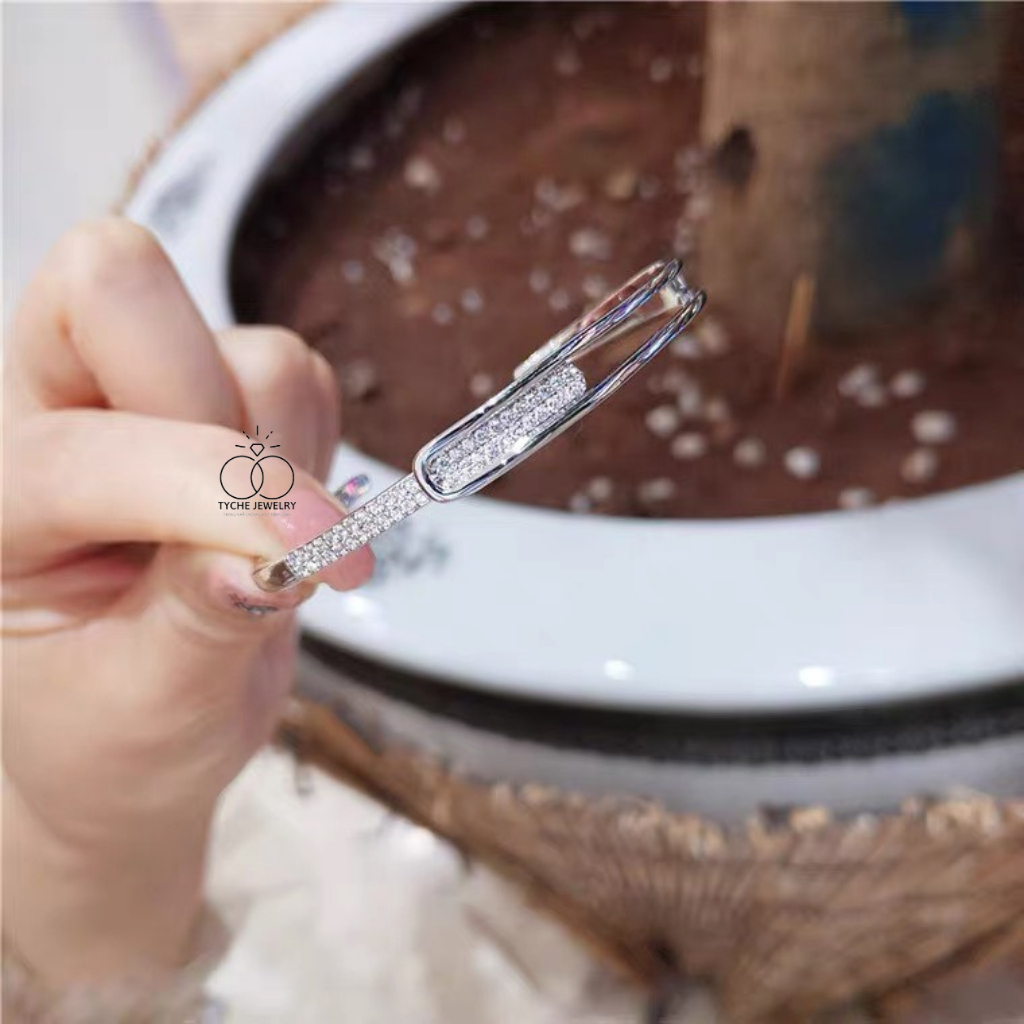 Vòng tay bạc nữ Tyche Girl over size kiểu dáng Hàn Quốc phong cách trẻ trung phù hợp đeo đi học, đi chơi TYCHE JEWELRY