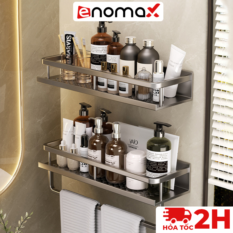 Kệ để đồ nhà tắm dán tường ENOMAX đa năng tiện lợi, để đồ phòng tắm gọn gàng, chất liệu nhôm hàng chống gỉ cao cấp
