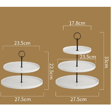 Khay bánh trắng sứ 3 tầng trang trí phong cách Bắc Âu