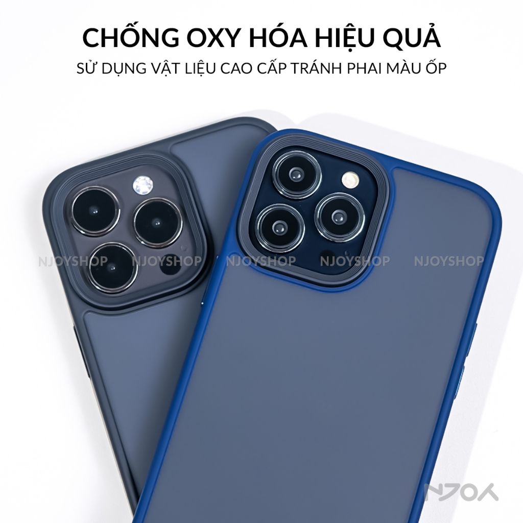 Ốp Lưng Nhám Chống Vân Tay Nút Bấm Kim Loại Viền Màu Cho Điện Thoại iPhone 15 14 13 12 11 Pro Max Likgus Njoyshop