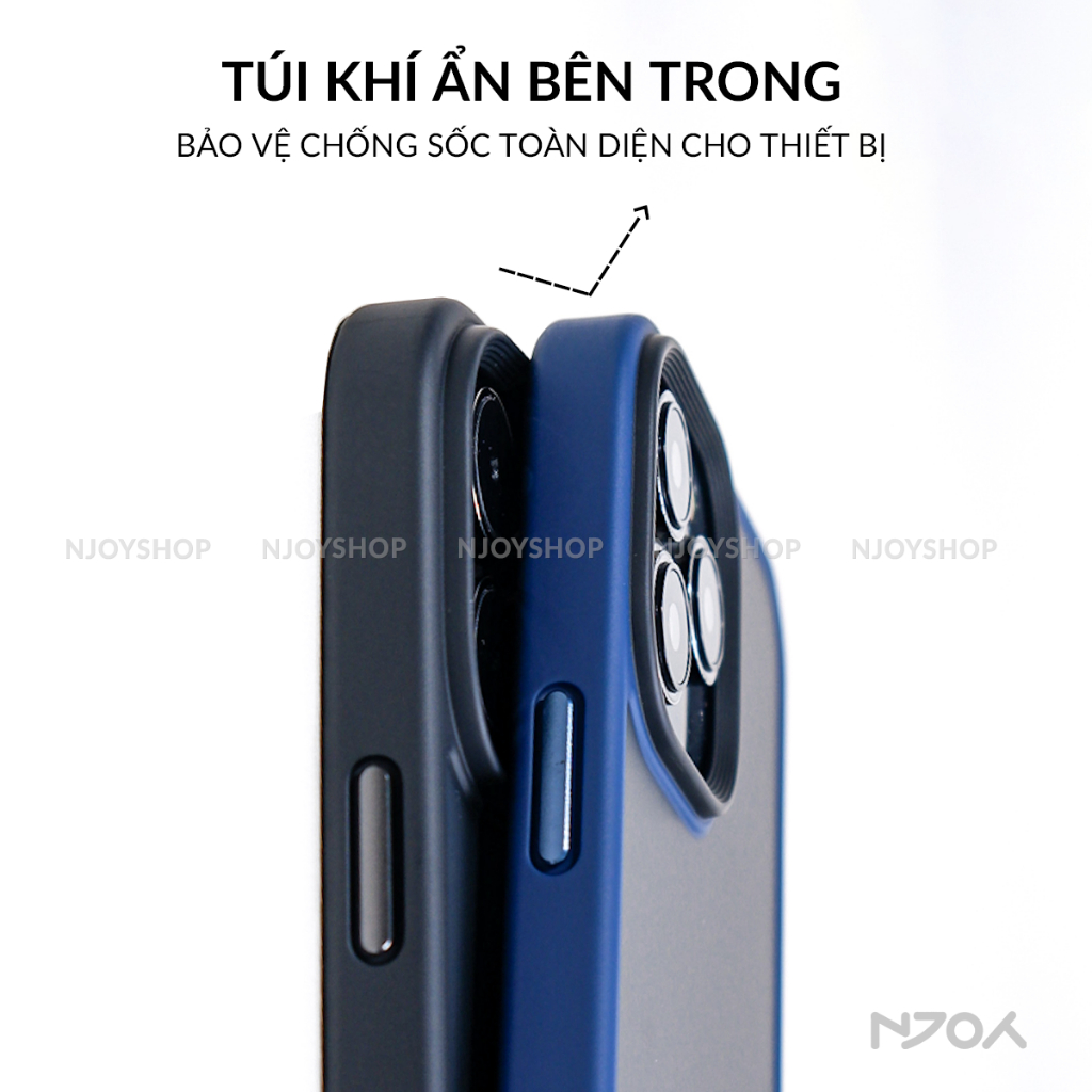 Ốp Lưng Nhám Chống Vân Tay Nút Bấm Kim Loại Viền Màu Cho Điện Thoại iPhone 15 14 13 12 11 Pro Max Likgus Njoyshop