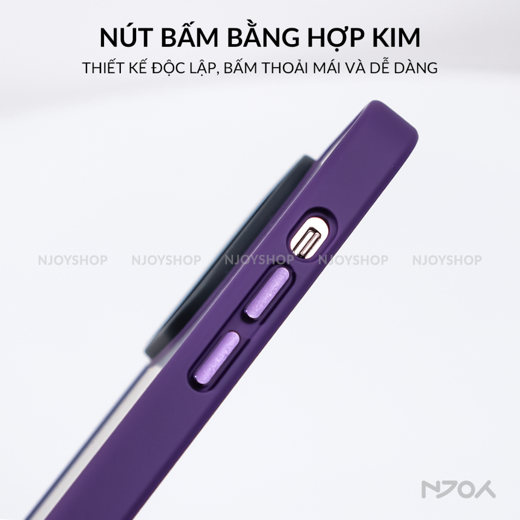 Ốp Lưng Nhám Chống Vân Tay Nút Bấm Kim Loại Viền Màu Cho Điện Thoại iPhone 15 14 13 12 11 Pro Max Likgus Njoyshop