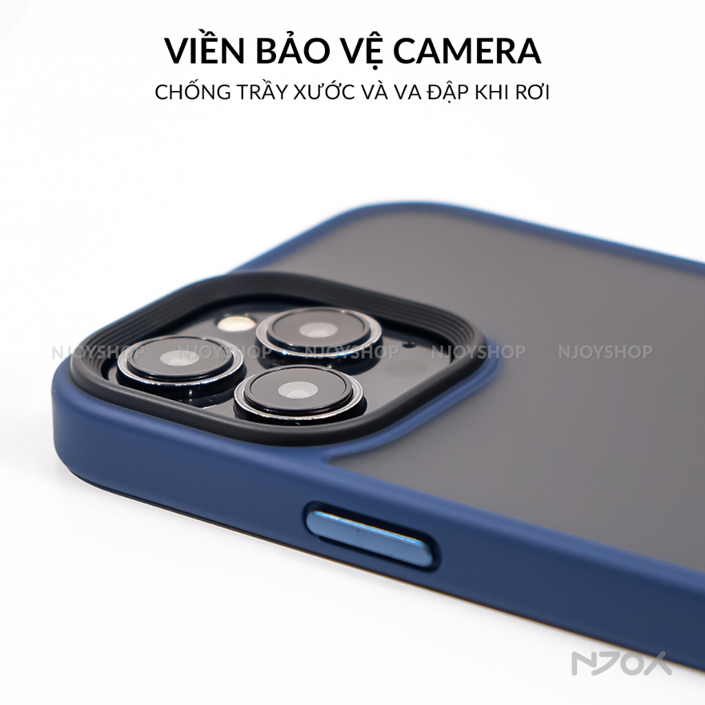 Ốp Lưng Nhám Chống Vân Tay Nút Bấm Kim Loại Viền Màu Cho Điện Thoại iPhone 15 14 13 12 11 Pro Max Likgus Njoyshop