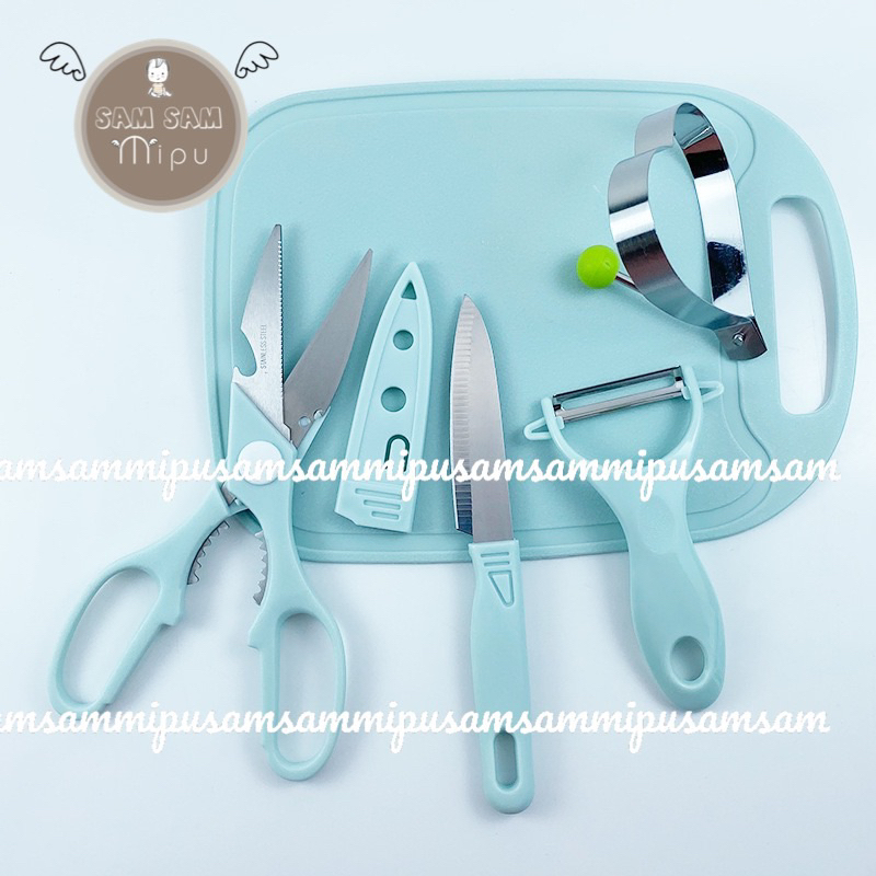 Bộ dao thớt chế biến ăn dặm 4 chi tiết phục vụ cho bé và gia đình - Shop mẹ Sam