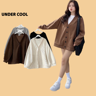  Áo Cardigan nỉ tăm cổ V UNDERCOOL Áo khoác cardigan nỉ tăm áo cardigan nỉ tăm cài cúc dáng rộng dài AK08 