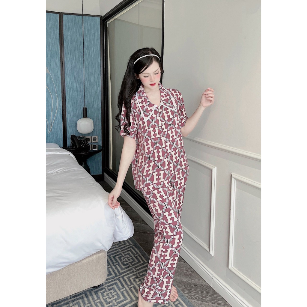 Đồ bộ nữ pijama nữ vải lụa mango (phom 45 - 58kg, hàng thiết kế, tem mác đầy đủ * Set đồ bộ nữ *