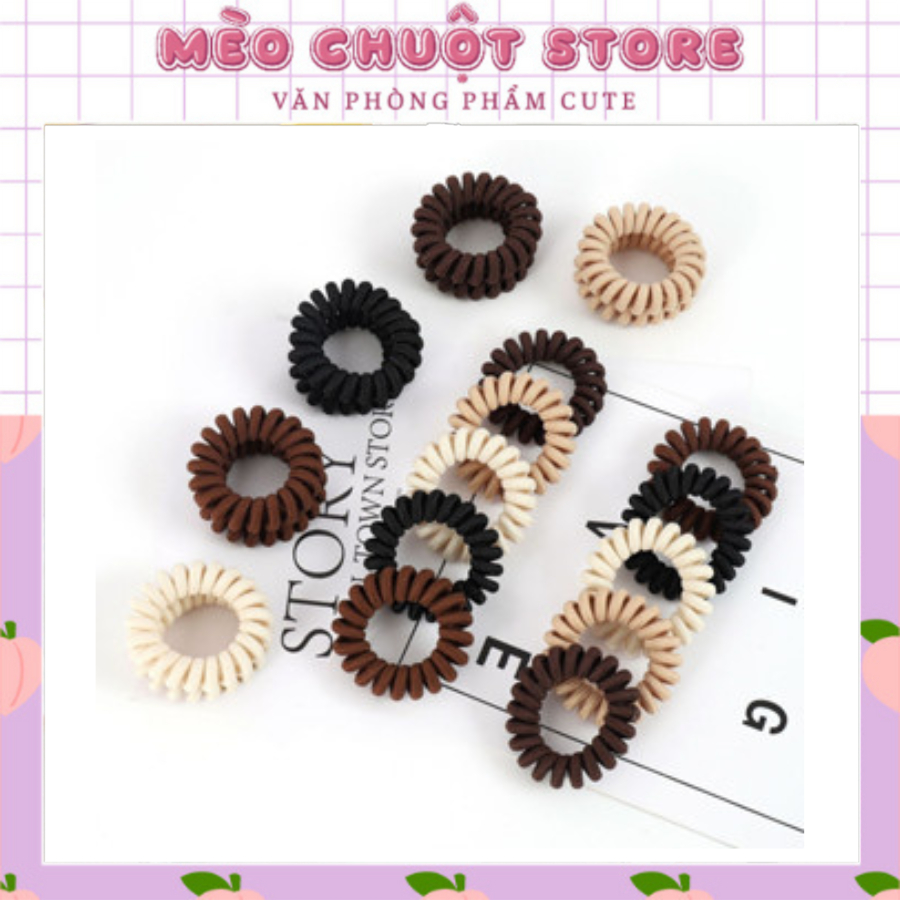 Dây Cột Tóc Vải Lò Xo Bện Màu Trà Sữa Dây 4cm-5.5cm