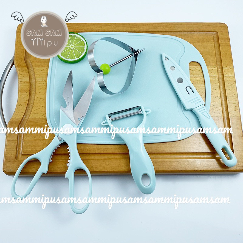 Bộ dao thớt chế biến ăn dặm 4 chi tiết phục vụ cho bé và gia đình - Shop mẹ Sam
