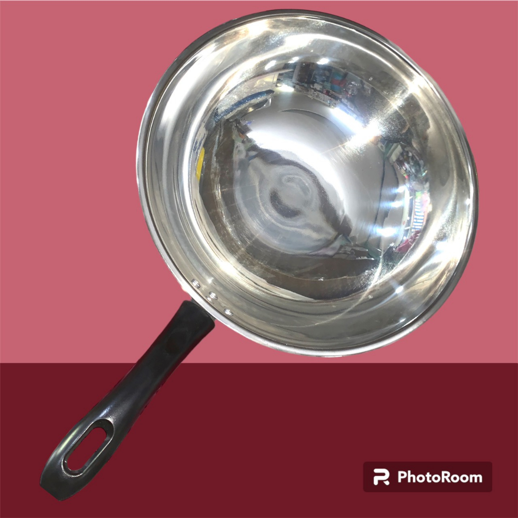 Chảo inox lồng sâu cán nhựa chống nóng rộng 33cm*sâu 10cm*tay cầm 17cm