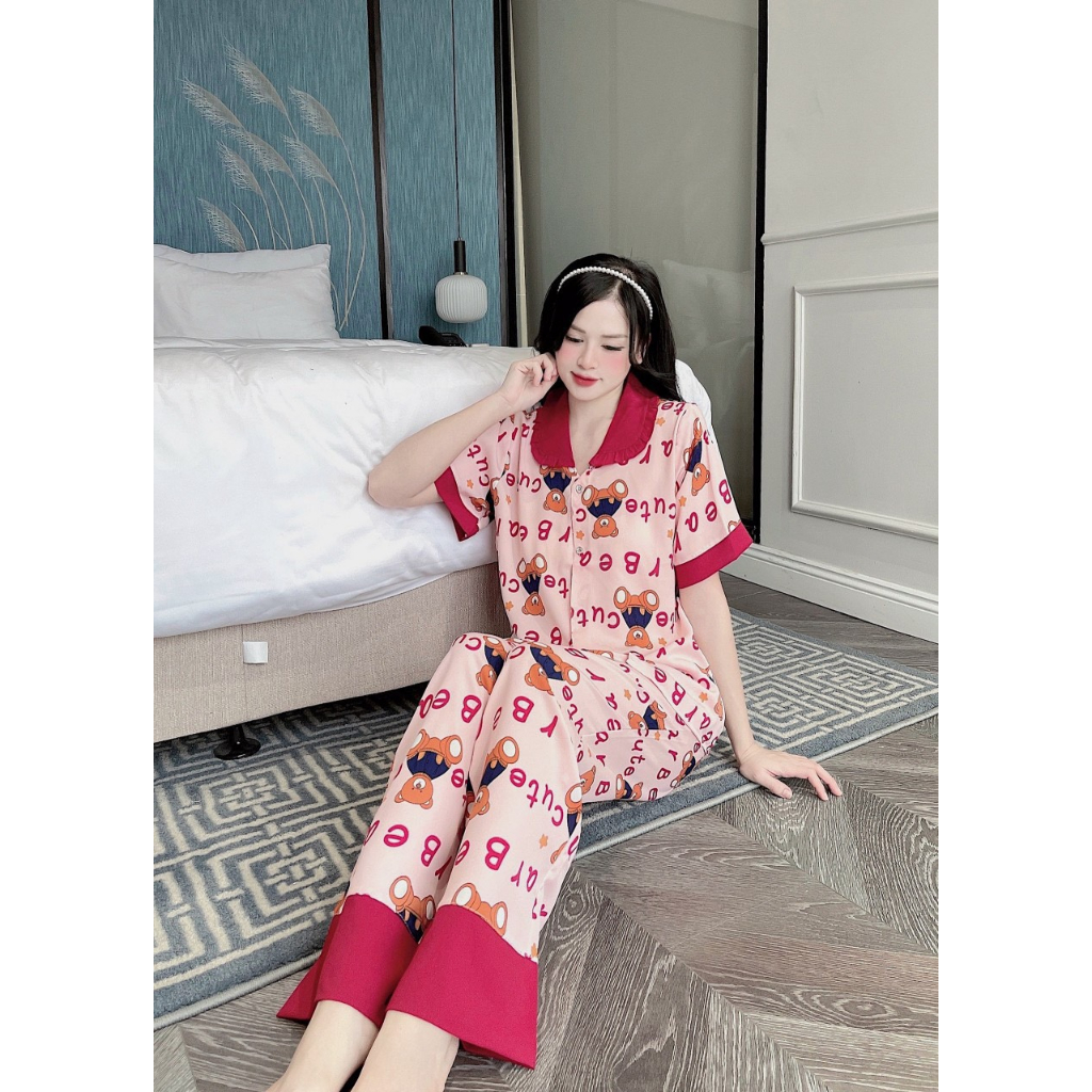 Đồ bộ nữ pijama nữ vải lụa mango (phom 45 - 58kg, hàng thiết kế, tem mác đầy đủ * Set đồ bộ nữ *