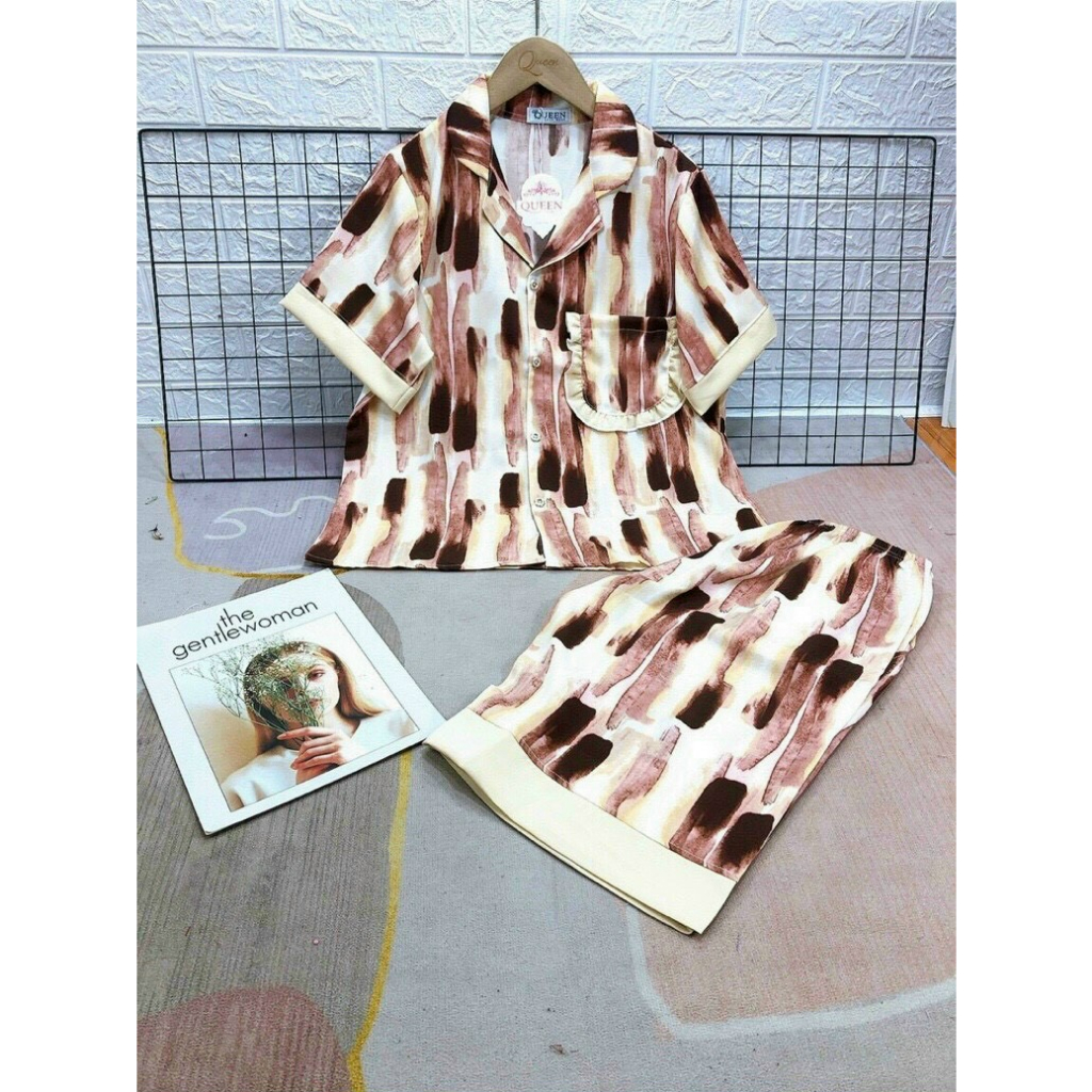 Đồ bộ nữ pijama nữ vải lụa mango (phom 45 - 58kg, hàng thiết kế, tem mác đầy đủ * Set đồ bộ nữ *