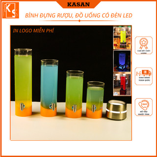 Bình đựng đồ uống có đèn LED. bình tháp đựng nước trái cây, cocktail, bia, rượu, chất liệu inox, acrylic, 2 đến 5 lít