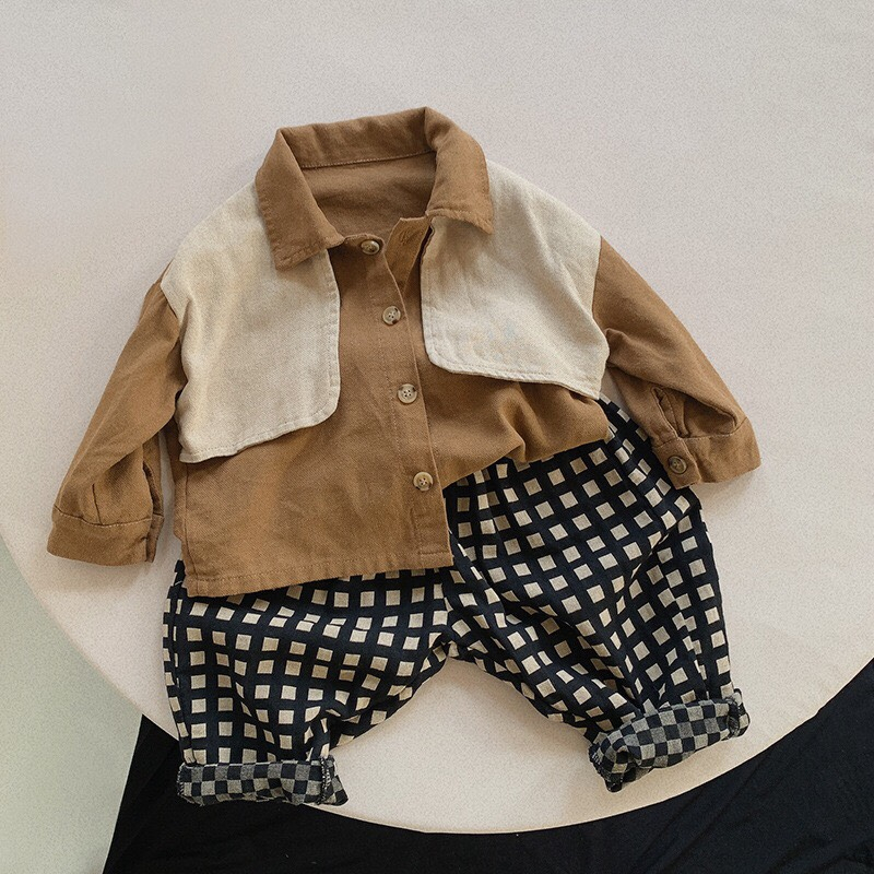 Áo Sơ Mi Hàn Quốc Bé Trai, Bé Gái TOMKIDS Chất Kaki Mềm Mịn Phong Cách Hàn Quốc Cho Bé