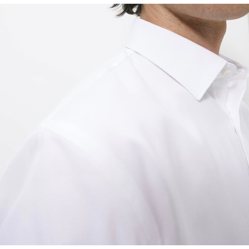 Áo sơ mi trắng dài tay Zara authentic TEXTURED NON-IRON size S