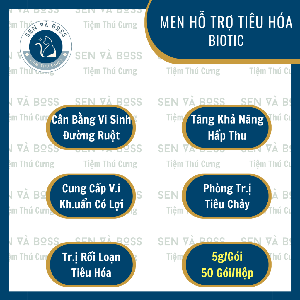 Men Tiêu Hóa Hỗ Trợ Tiêu Chảy, Rối Loạn Tiêu Hóa, Kích Thích Thèm Ăn Cho Chó Mèo - Biotic 5g