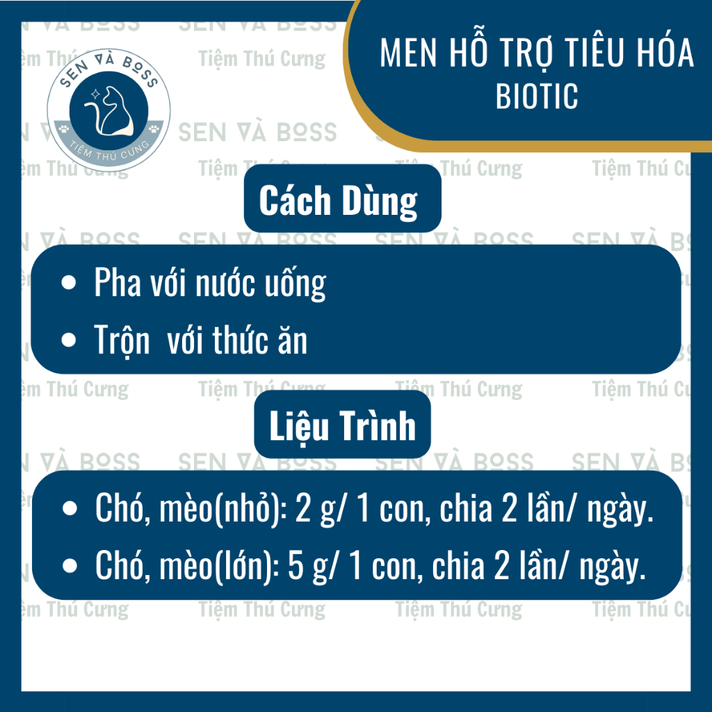 Men Tiêu Hóa Hỗ Trợ Tiêu Chảy, Rối Loạn Tiêu Hóa, Kích Thích Thèm Ăn Cho Chó Mèo - Biotic 5g